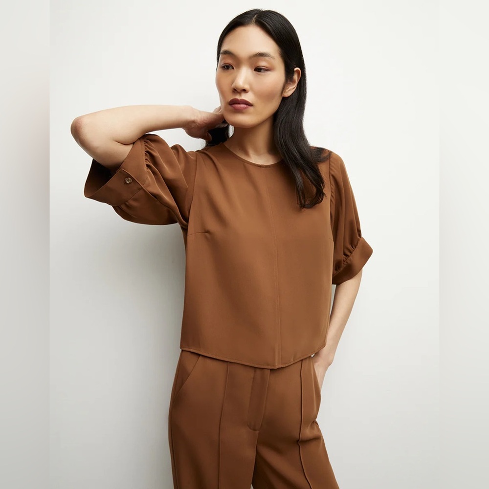 Veronica Beard Margaret Balloon-Sleeve Blouse in Deep Ochre size 2 NWOT